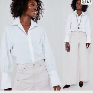 Tuckernuck x India Hicks White Blouse with Statement Cuffs
